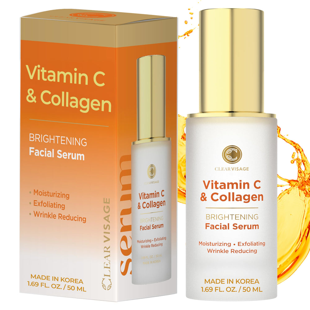 Clear Visage sérum vitamine C pour le visage, éclat et hydratation.