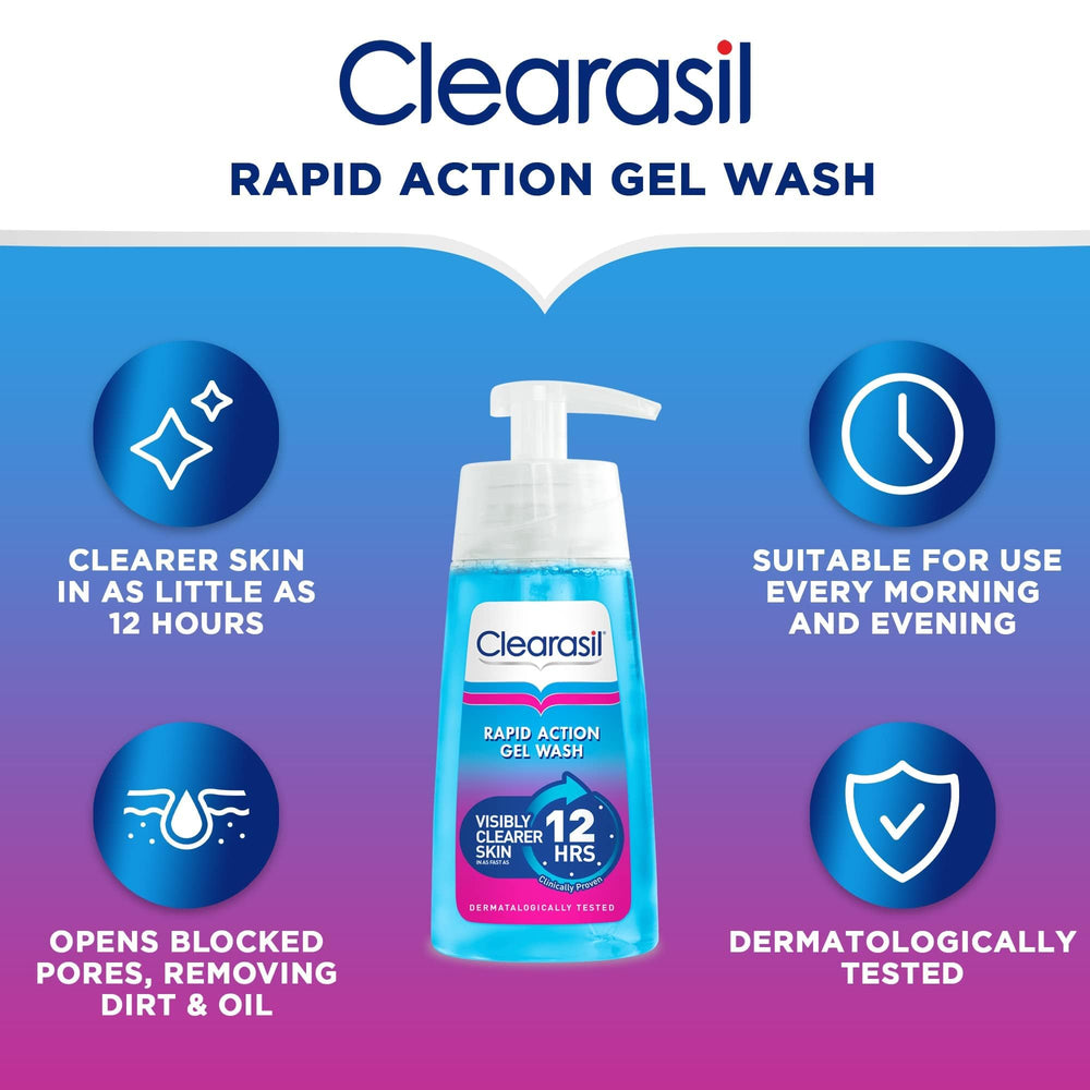 Clearasil Ultra Gel Nettoyant 12h – peau propre après le nettoyage et sensation de fraîcheur