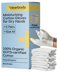 Gants Clearbody Organics en coton biologique, ensemble de 5 paires, parfaits pour la nuit.