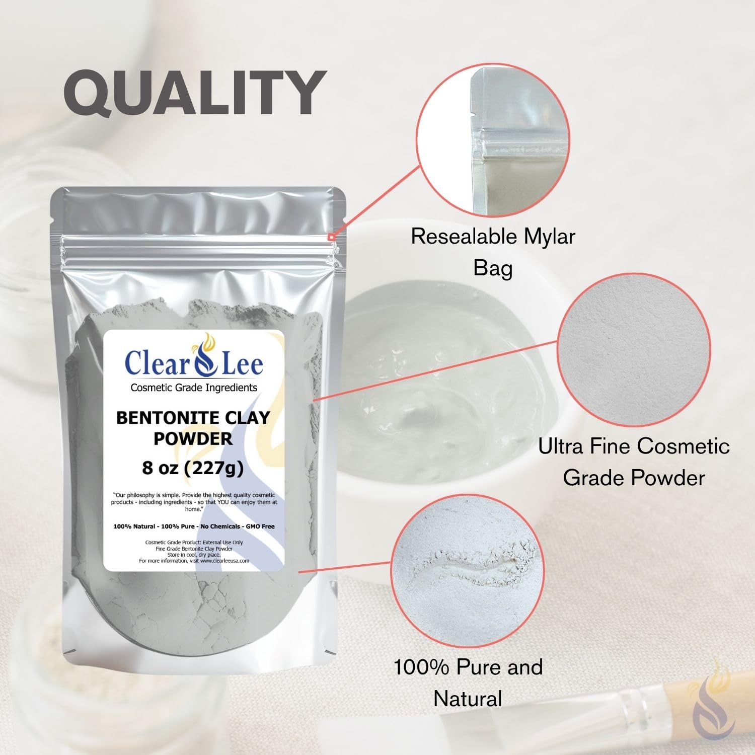 ClearLee absorption-huile-peau bentonite: assainit les zones grasses