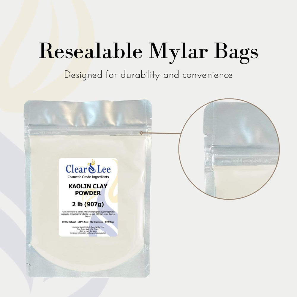 ClearLee Kaolin Poudre – Base DIY facile à mélanger avec eau ou huile pour vos soins.