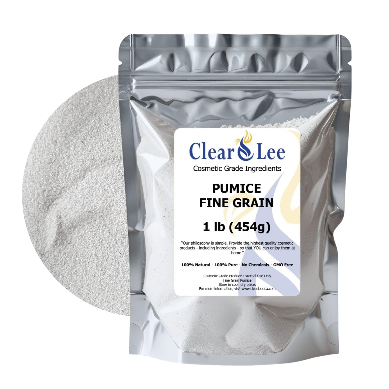 ClearLee poudre pierre ponce fin exfoliant visage, douceur et renouvellement cutané.