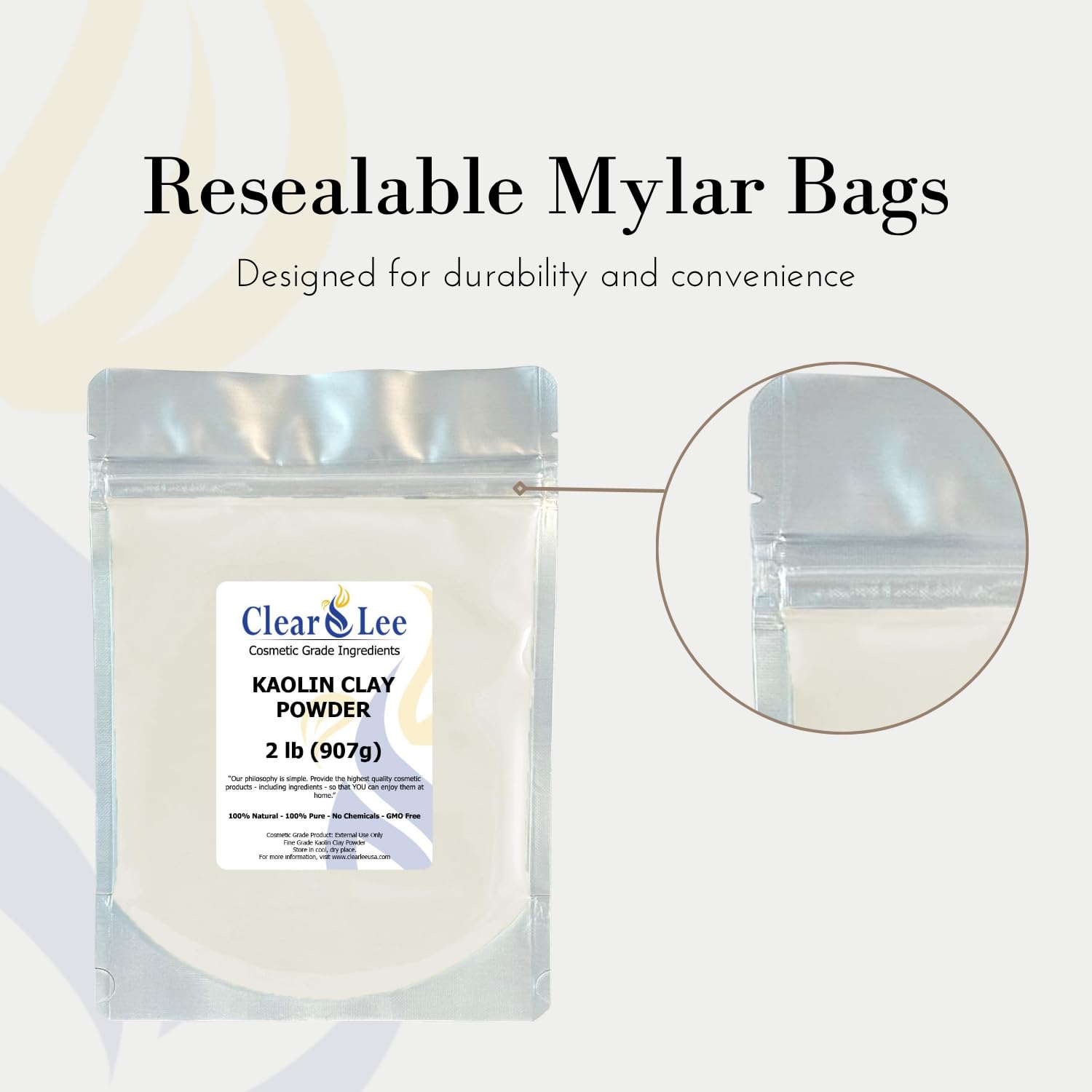ClearLee Kaolin, poudre qui absorbe l’excès de sébum et resserre les pores.