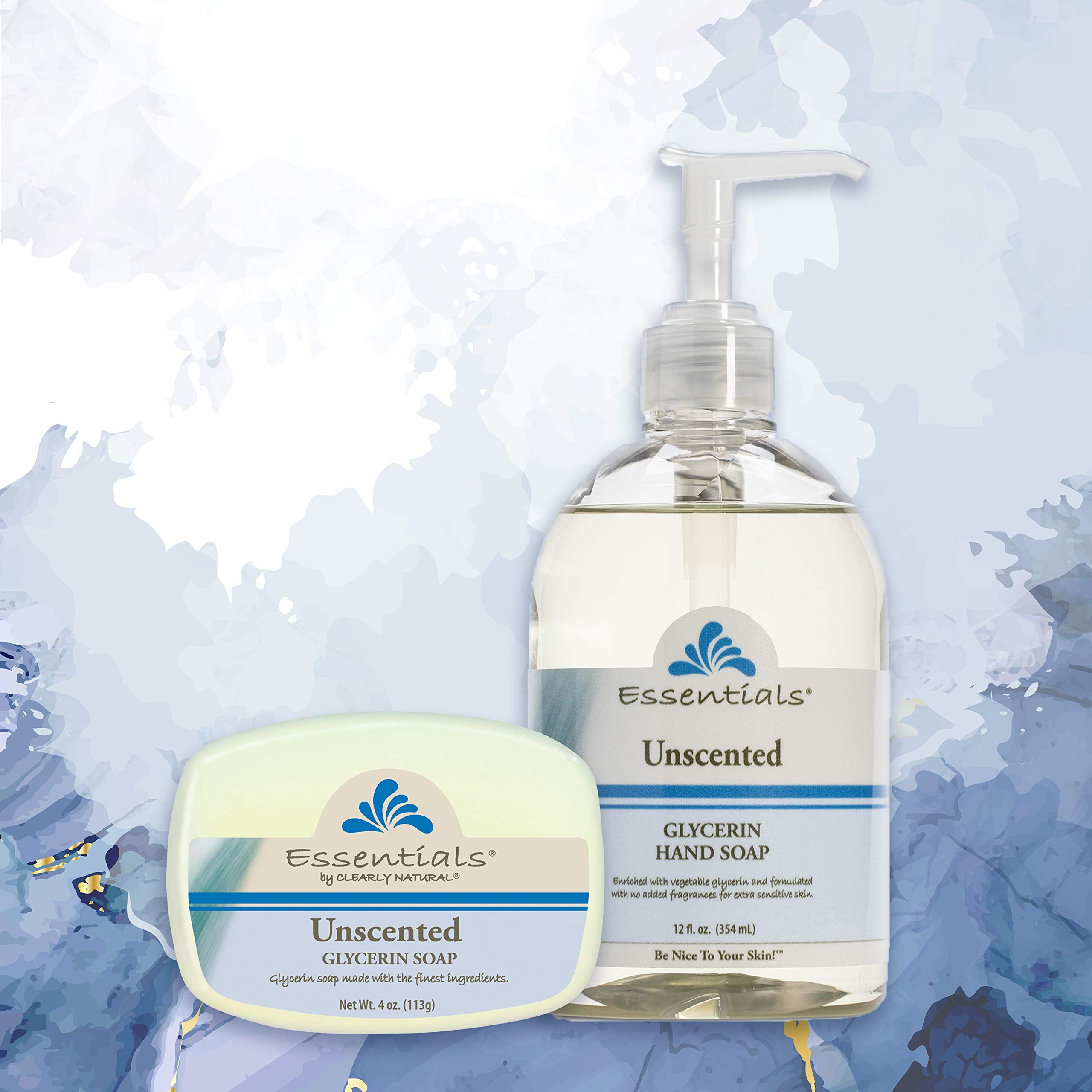 Savon hydratant glycérine Clearly Natural pour une peau équilibrée après rinçage.