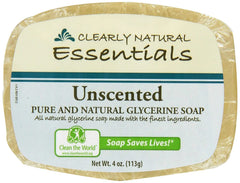 Clearly Natural savon glycérine non parfumé en barre, douceur hydratante pour peau sensible.