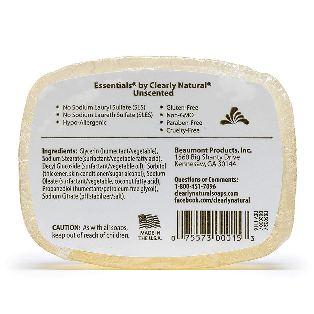 Clearly Natural savon non parfumé: barre pratique, hydratation légère pendant la douche.