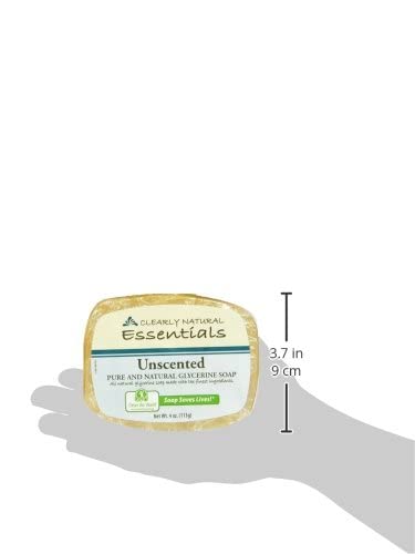 Savon glycérine sans parfum Clearly Natural, barre de 4oz, pack pratique pour voyageurs.