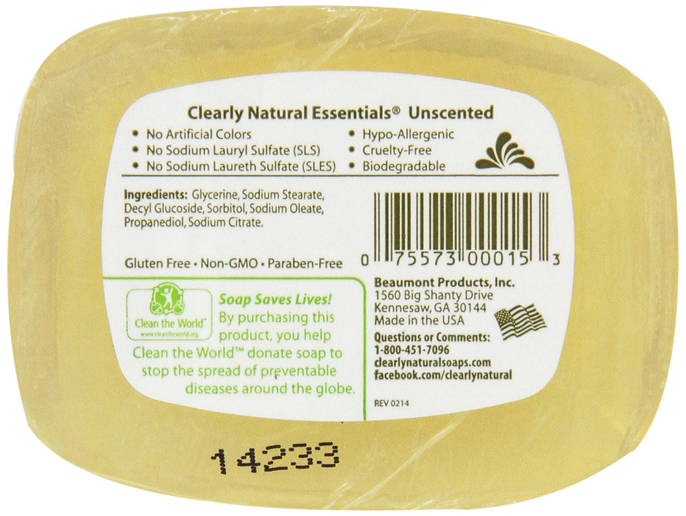 Barre Clearly Natural glycérine – texture douce et hydratante.