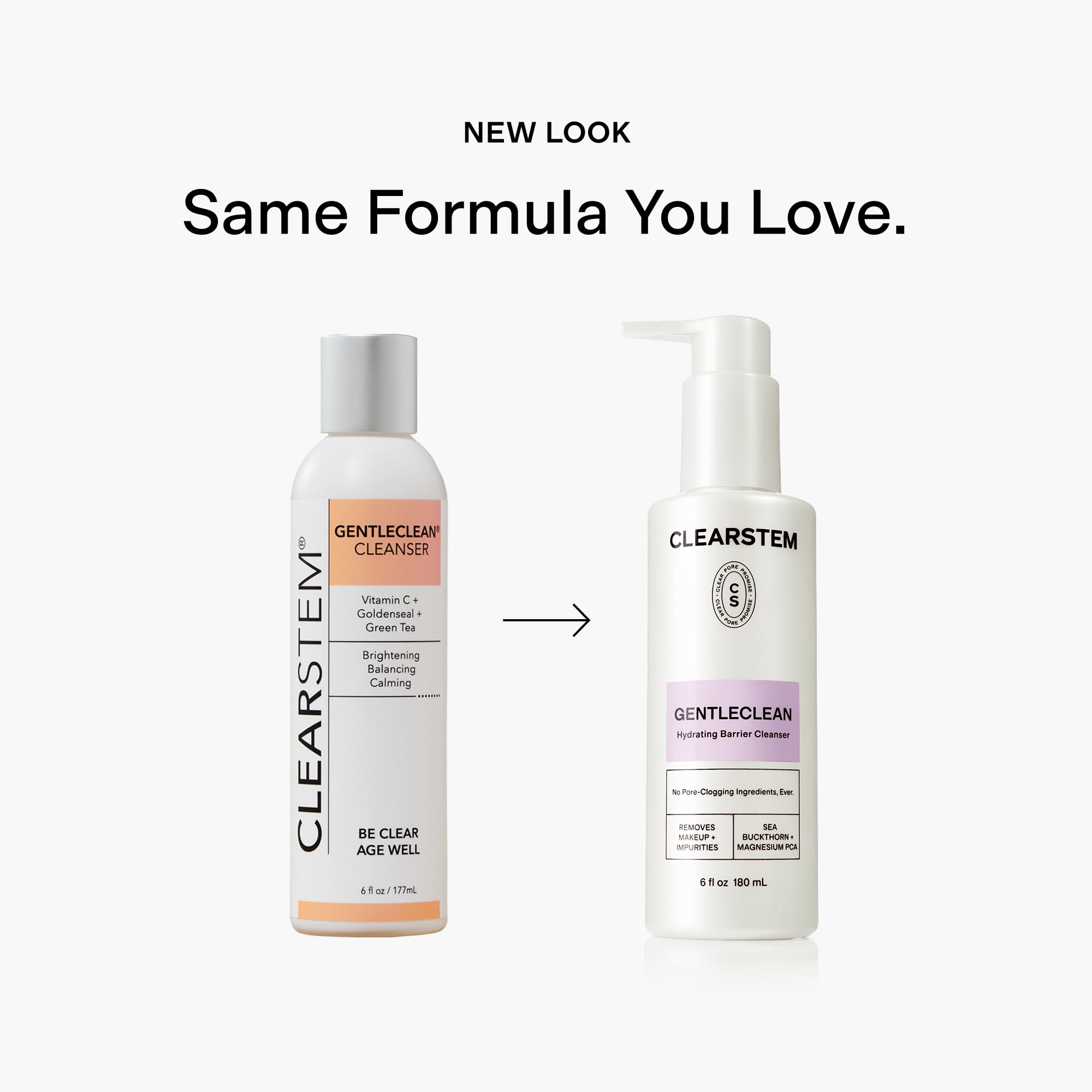 CLEARSTEM GentleClean : ingrédients goldenseal et thé vert apportant douceur et apaisement.