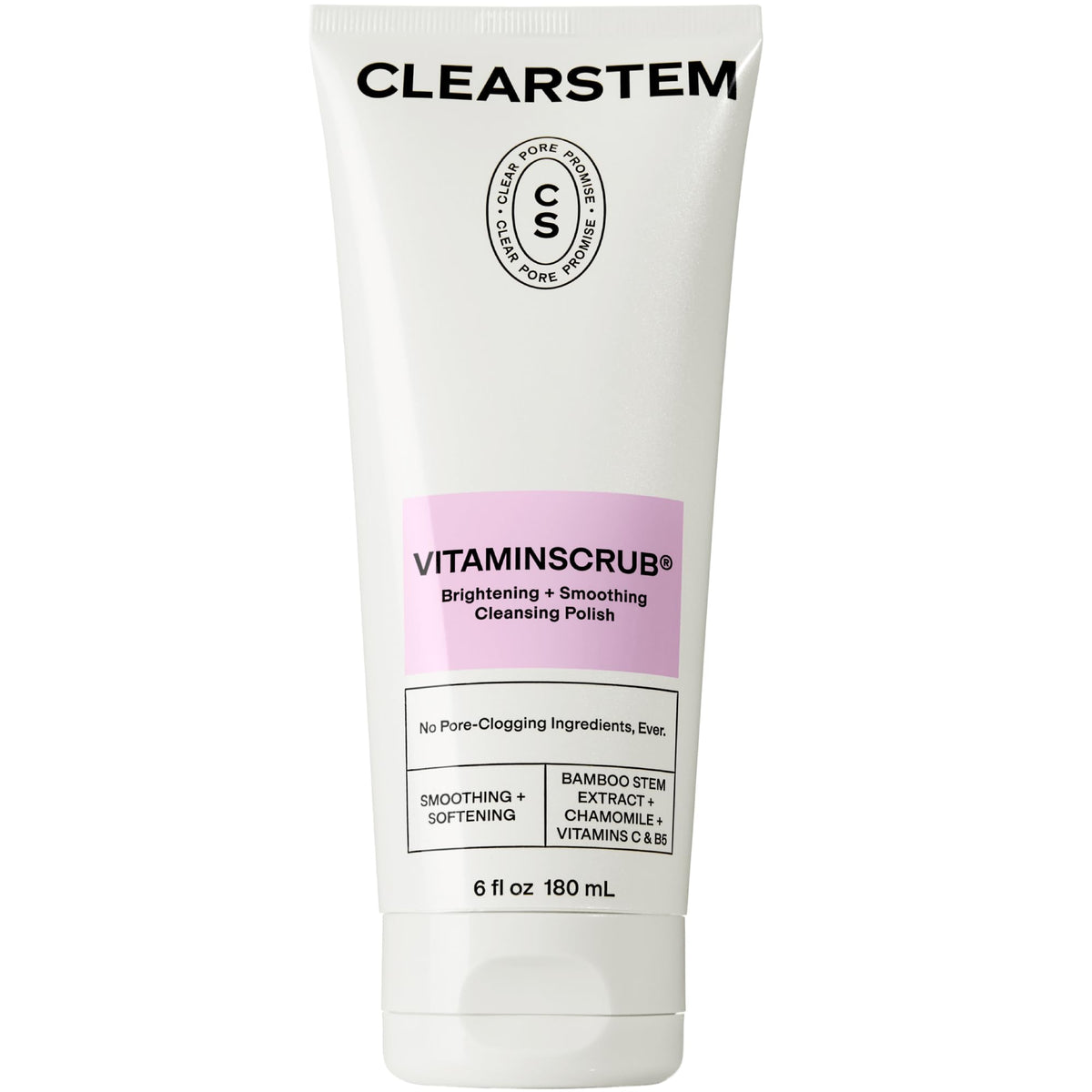 Gommage CLEARSTEM VITAMSCRUB pour le visage, exfolie en douceur et révèle une peau lumineuse.