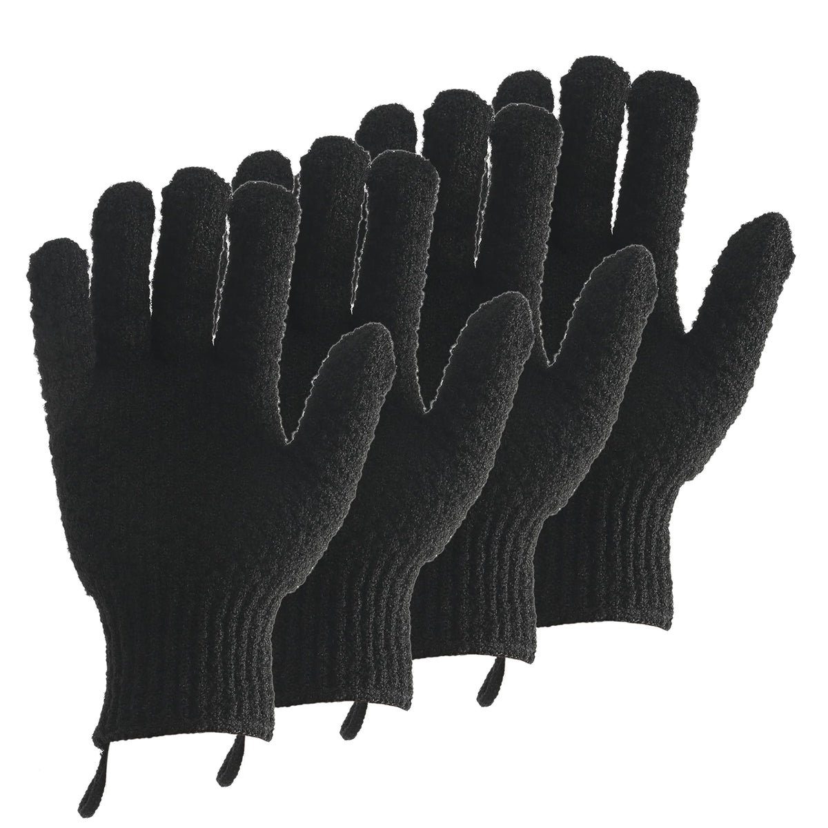 Gants CLEEDY exfoliants, longueur accrue, pour un gommage efficace sous la douche.