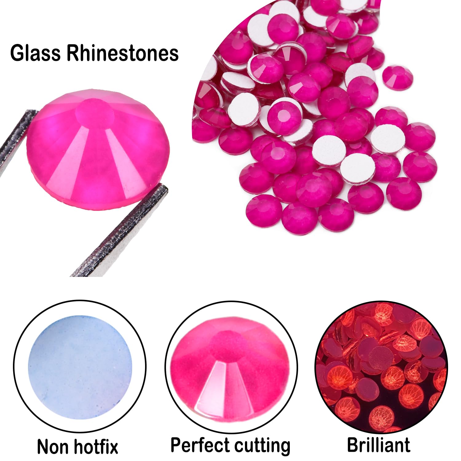 CLEKSPOYE brillance verre neon hotpink en gros plan, détails scintillants
