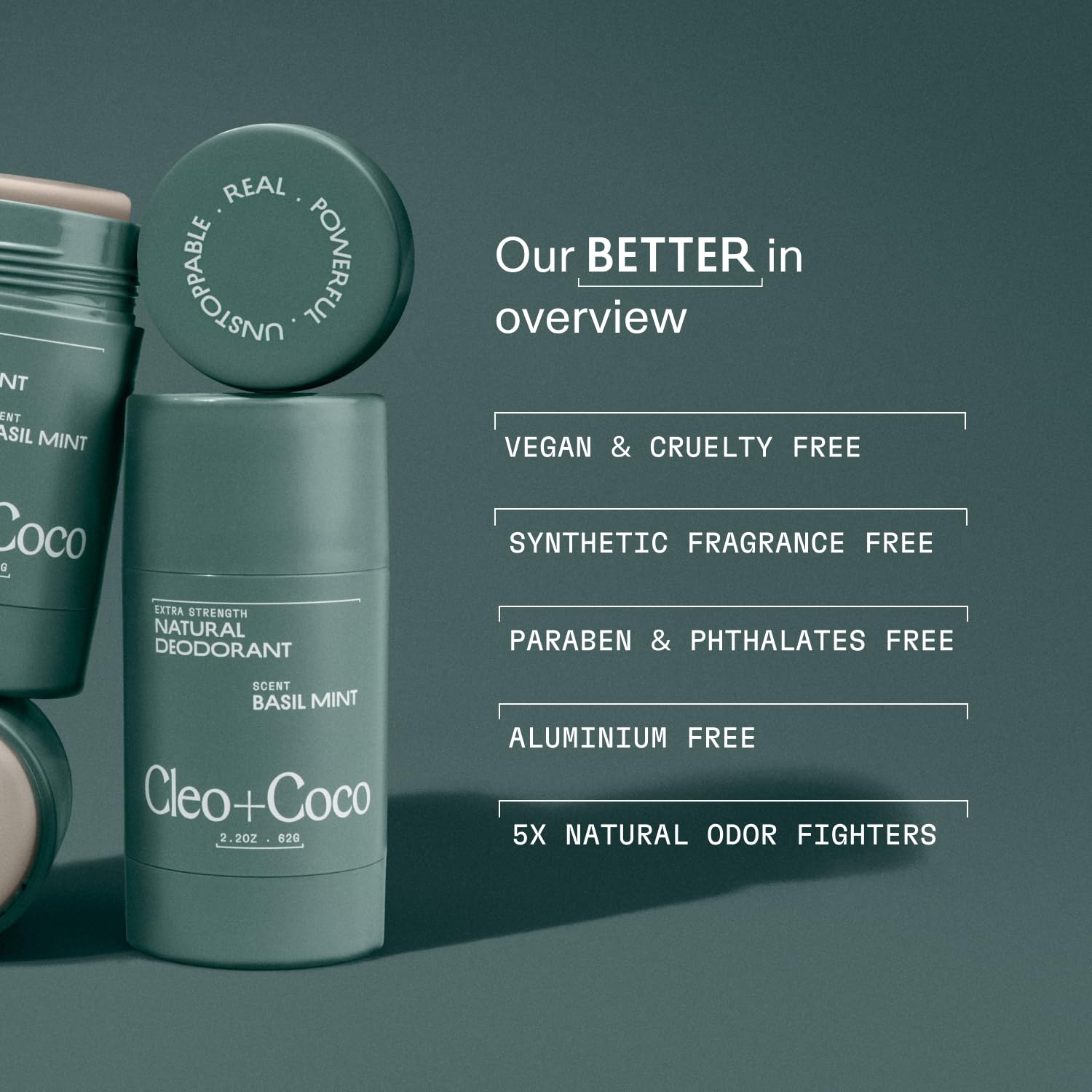 Cleo + Coco Déodorant Balm Magnésium équilibre du pH pour peau apaisée.