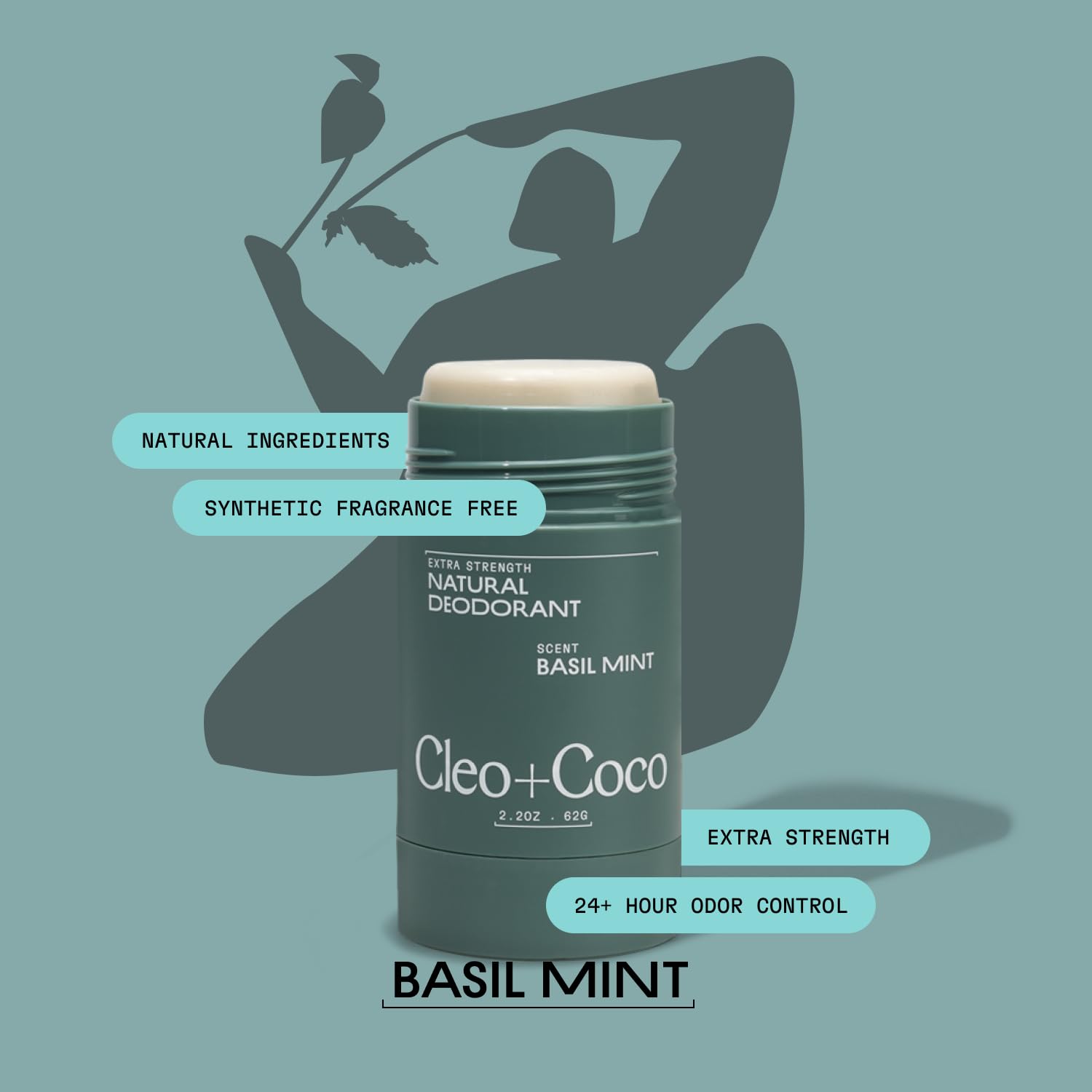 Cleo + Coco Déodorant Balm Probiotiques et ingrédients actifs pour fraîcheur durable.