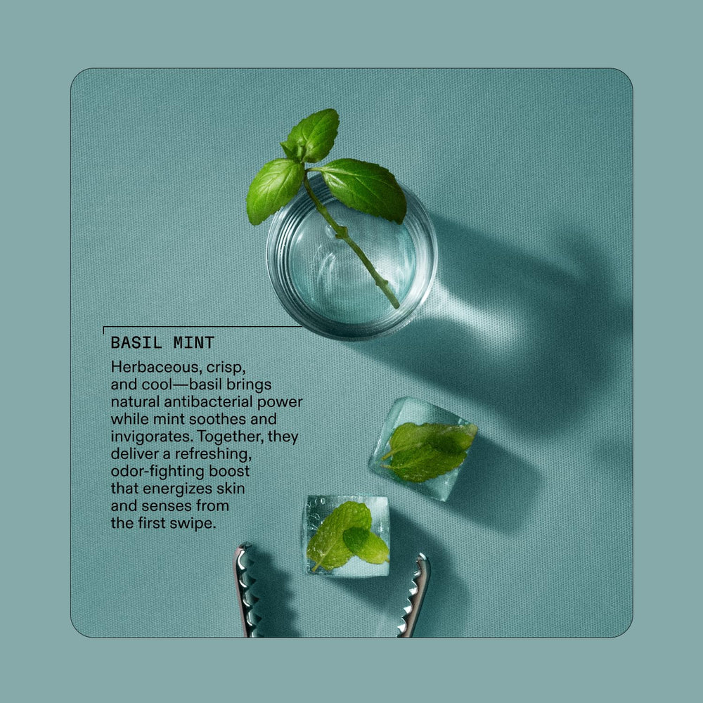 Cleo + Coco Déodorant Balm Senteur Basilic Menthe parfum frais et vivifiant.