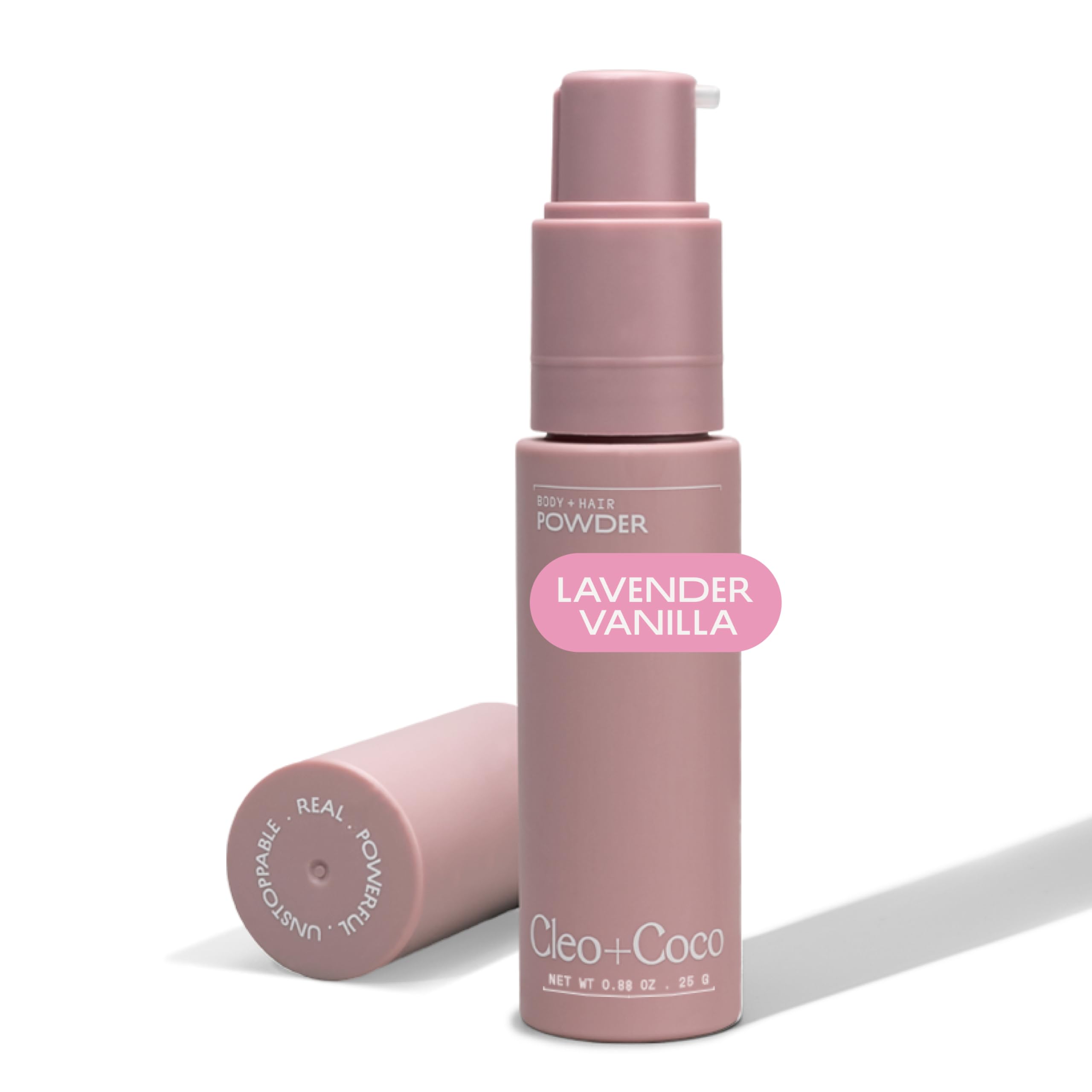 Cleo + Coco Poudre Déodorante Lavande Vanille emballage compact.