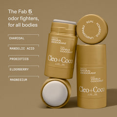 Cleo+Coco baume déodorant sensbible texture claire lors de l’application, sans traces.