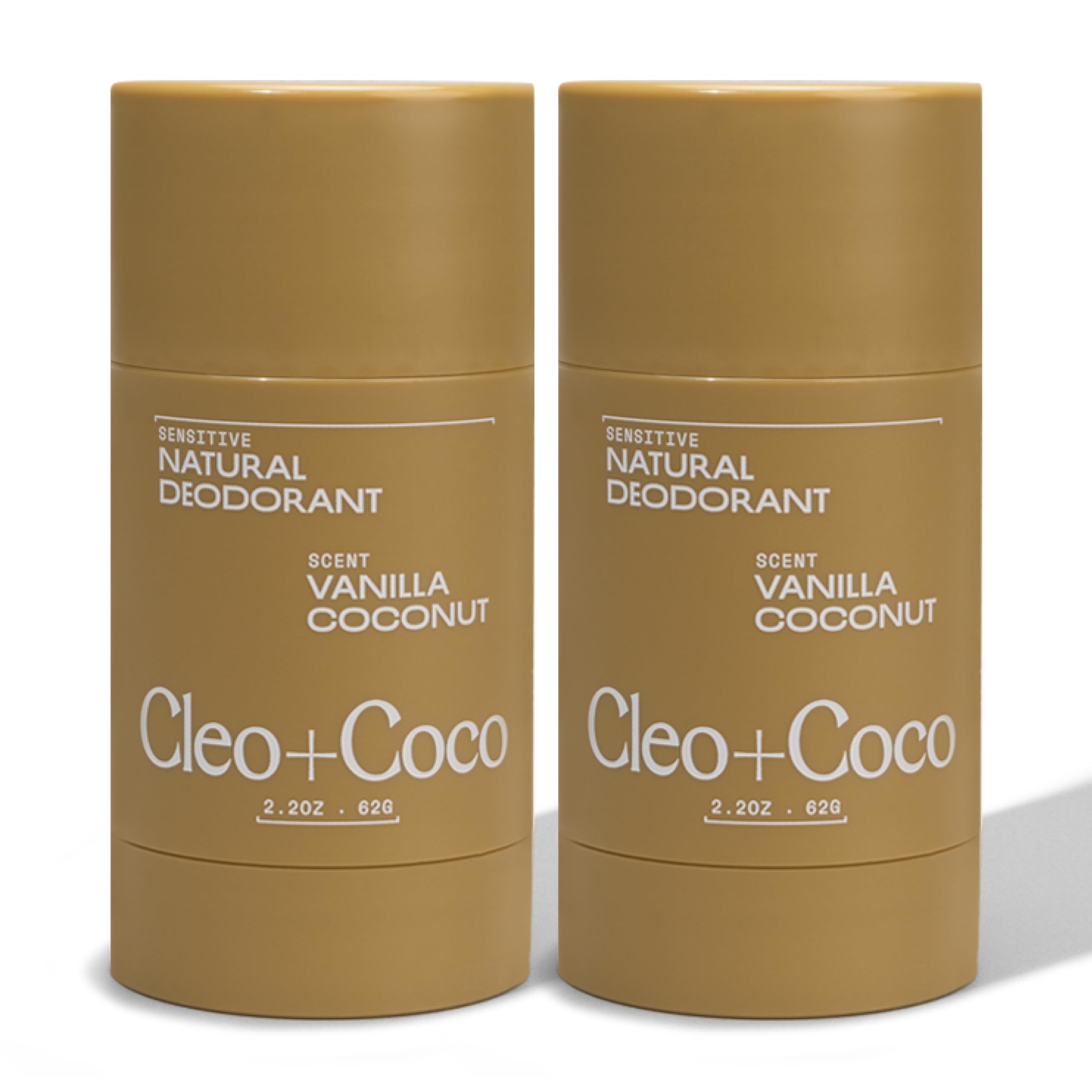 Cleo+Coco baume déodorant sensible vanille coco dans sa boîte, fraîcheur naturelle prolongée.