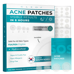 Patch hydrocolloïde CLEOF sur bouton, atténue l'apparence pendant la nuit.