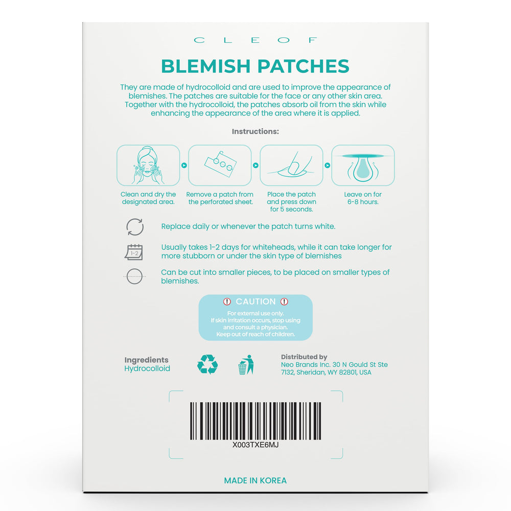 Patch CLEOF hydrocolloïde résistant à l’eau pendant la nuit.