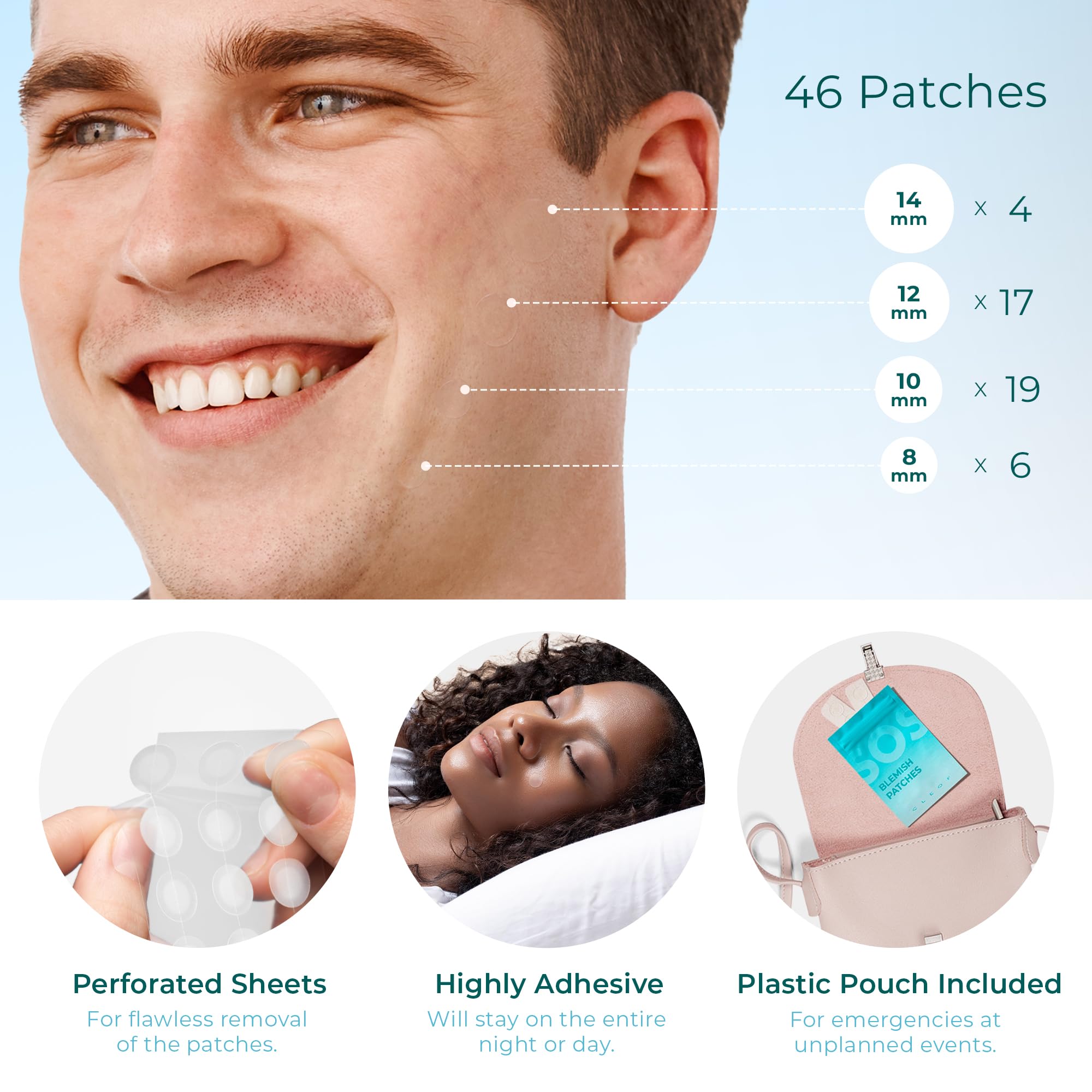 Patch CLEOF sans cruauté, formulation hypoallergénique et douce.