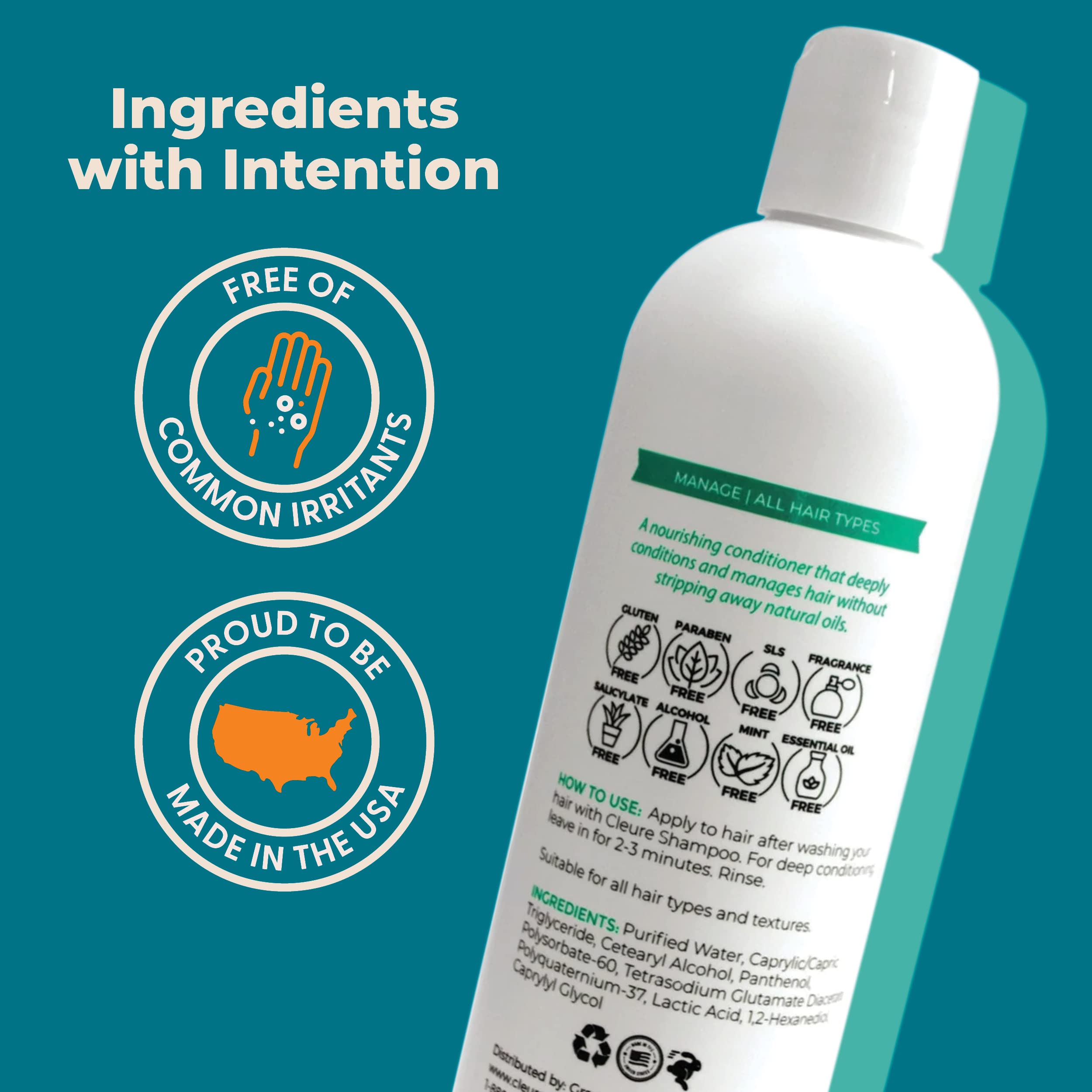 Application sur cheveux humides avec le conditionneur Cleure, résultat lissé et hydraté.