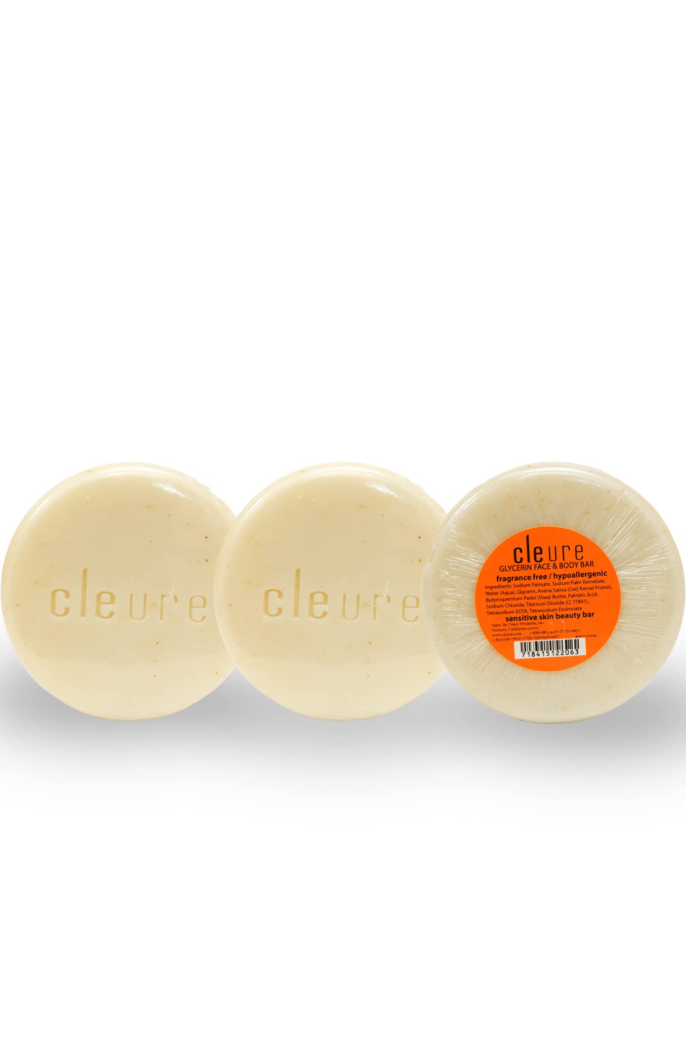 Cleure Face & Body Bar pH équilibré pour peau sensible et nettoyage doux
