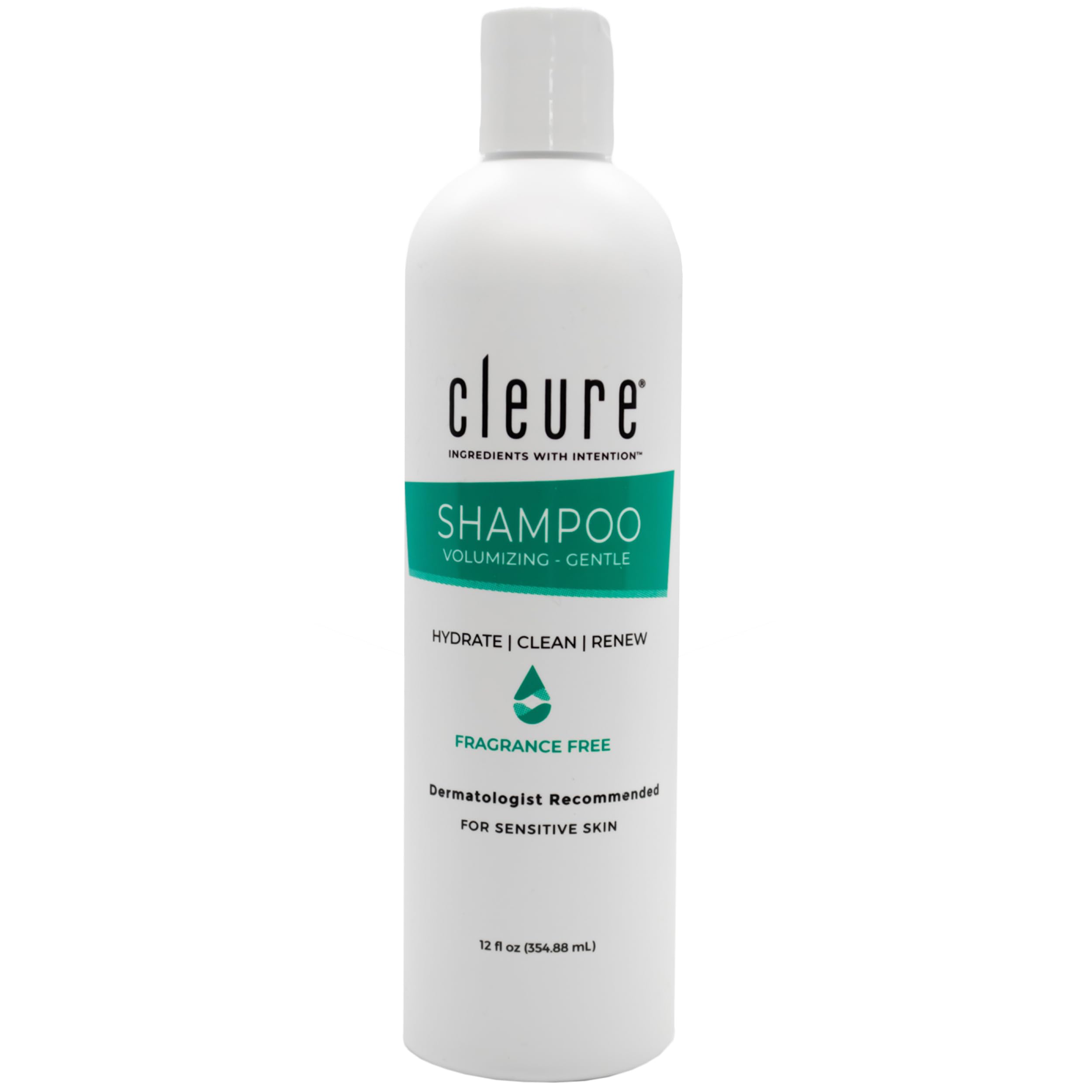 Shampoing Cleure volume hypoallergenique: bouteille élégante adaptée cheveux sensibles.