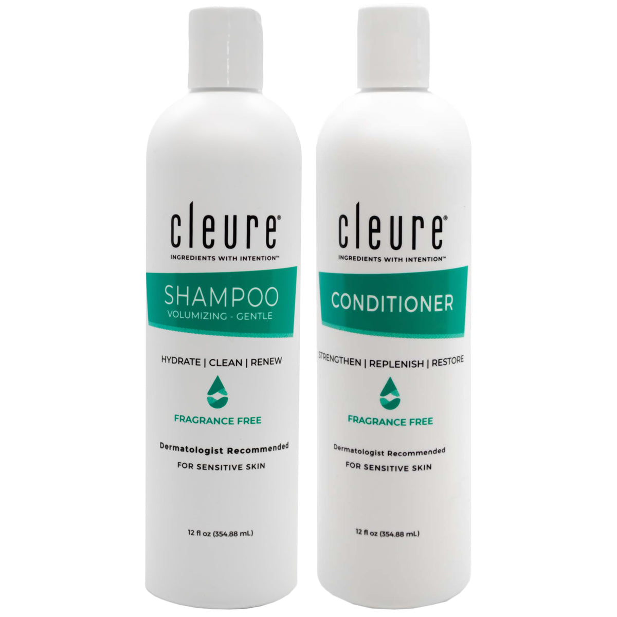 Shampoo volumisant Cleure en flacon, apporte volume sans irritants.