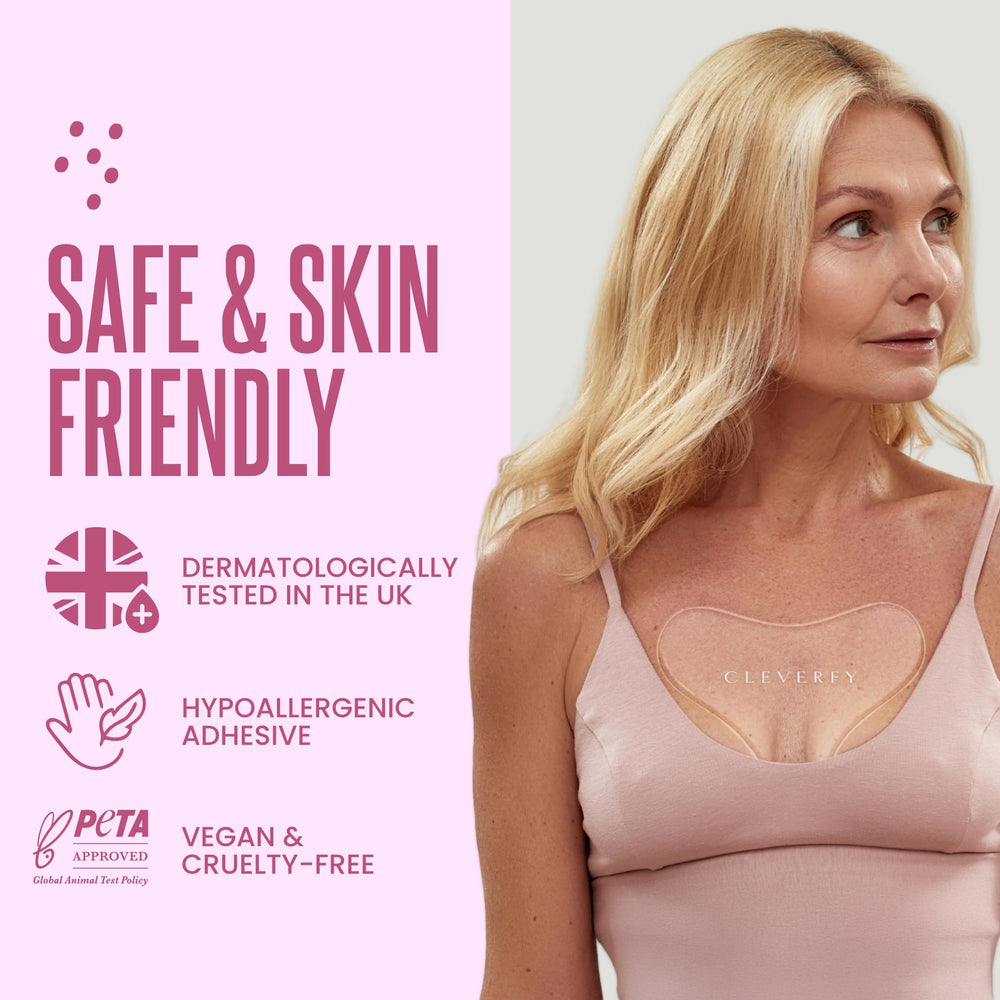 Patch décolleté CLEVERFY silicone hydratant pour peau plus lisse au réveil.