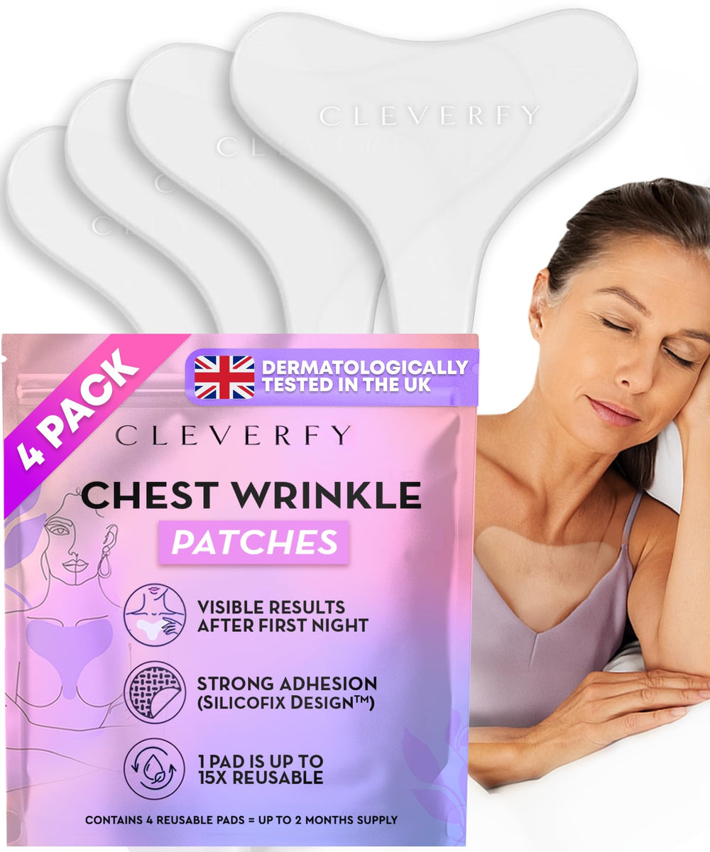 Patchs CLEVERFY décolleté en silicone forme en T pour usage nocturne et réduction des rides.