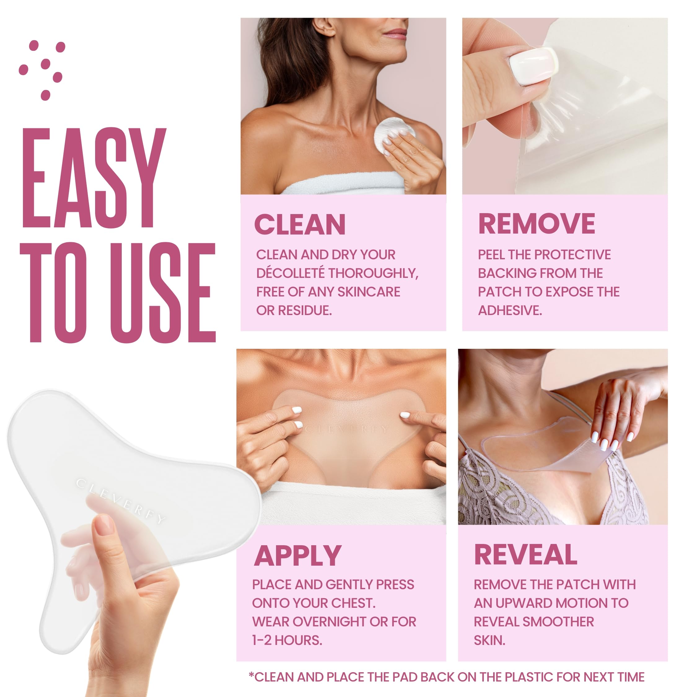 Patchs réutilisables et lavables CLEVERFY, hygiène simplifiée et longévité.