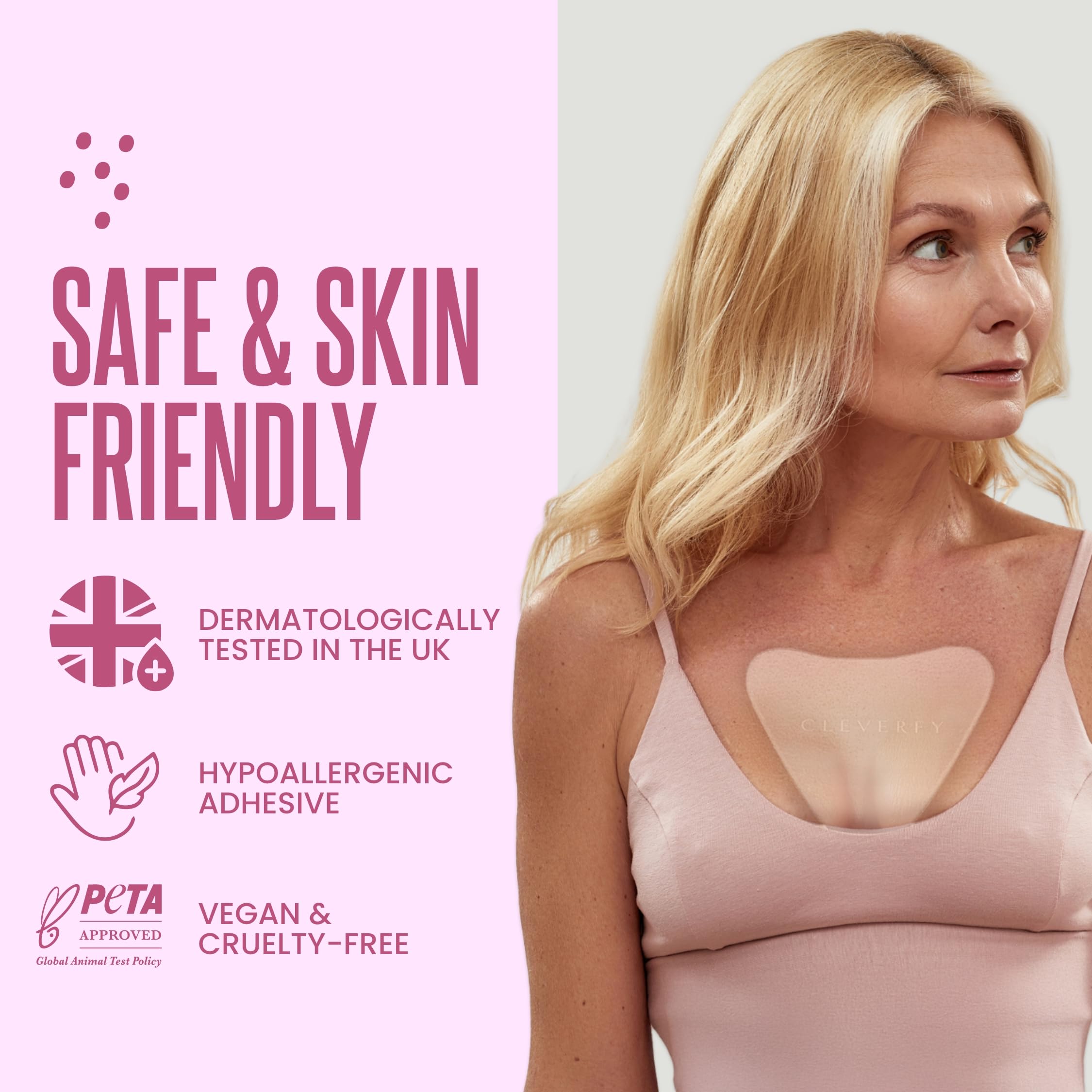 Patchs Cleverfy en silicone hydratant pour peau décolleté