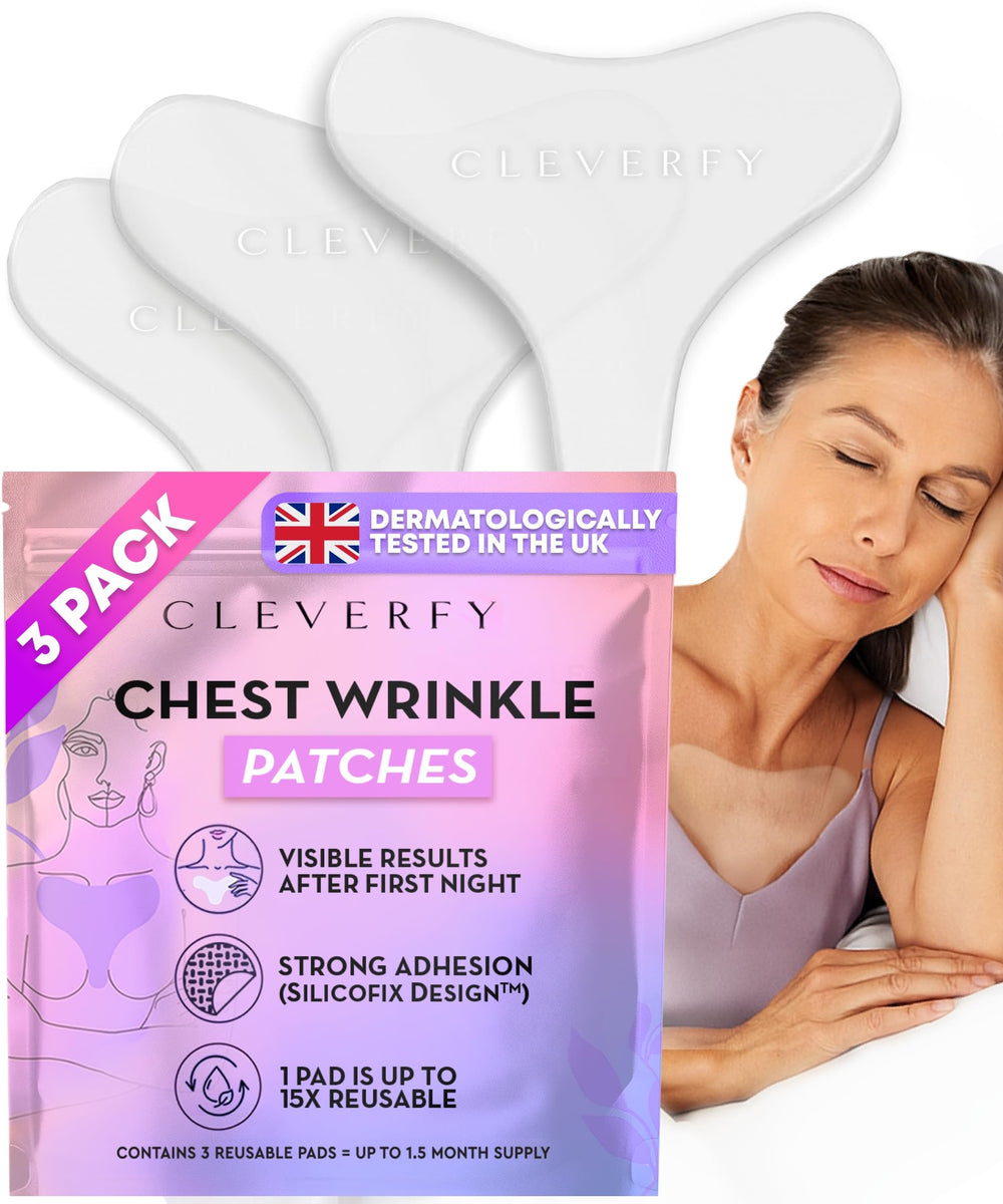 Patchs Cleverfy en silicone décolleté, 3-pack, pour peau lisse au réveil.