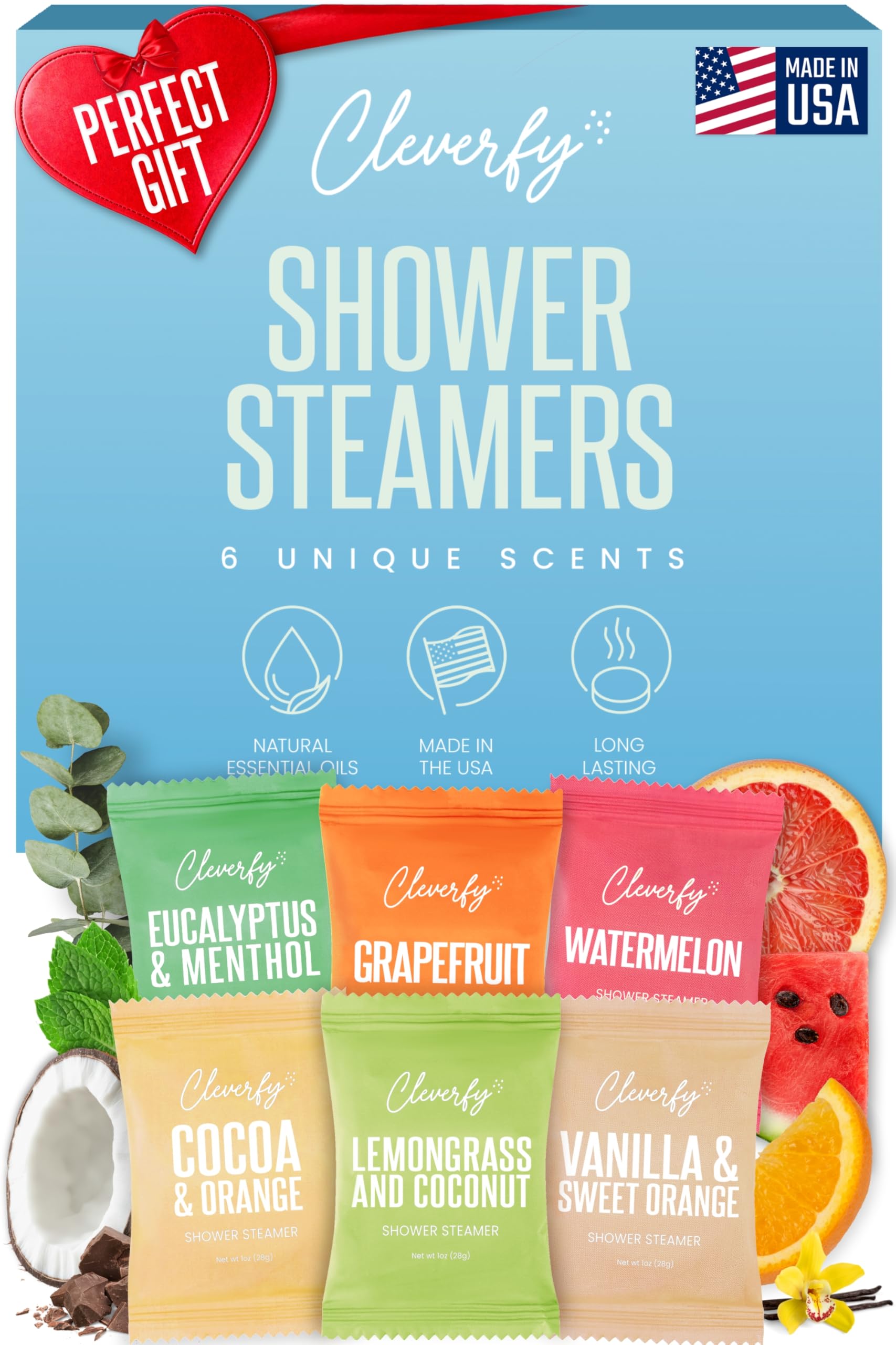 CLEVERFY pasteque: tablette douche aromathérapie pour relaxation rafraîchissante.