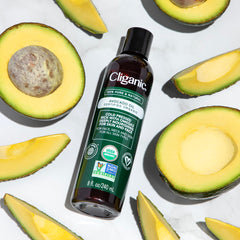 Cliganic Avocado Oil destinée au soin du corps, hydratation en profondeur.