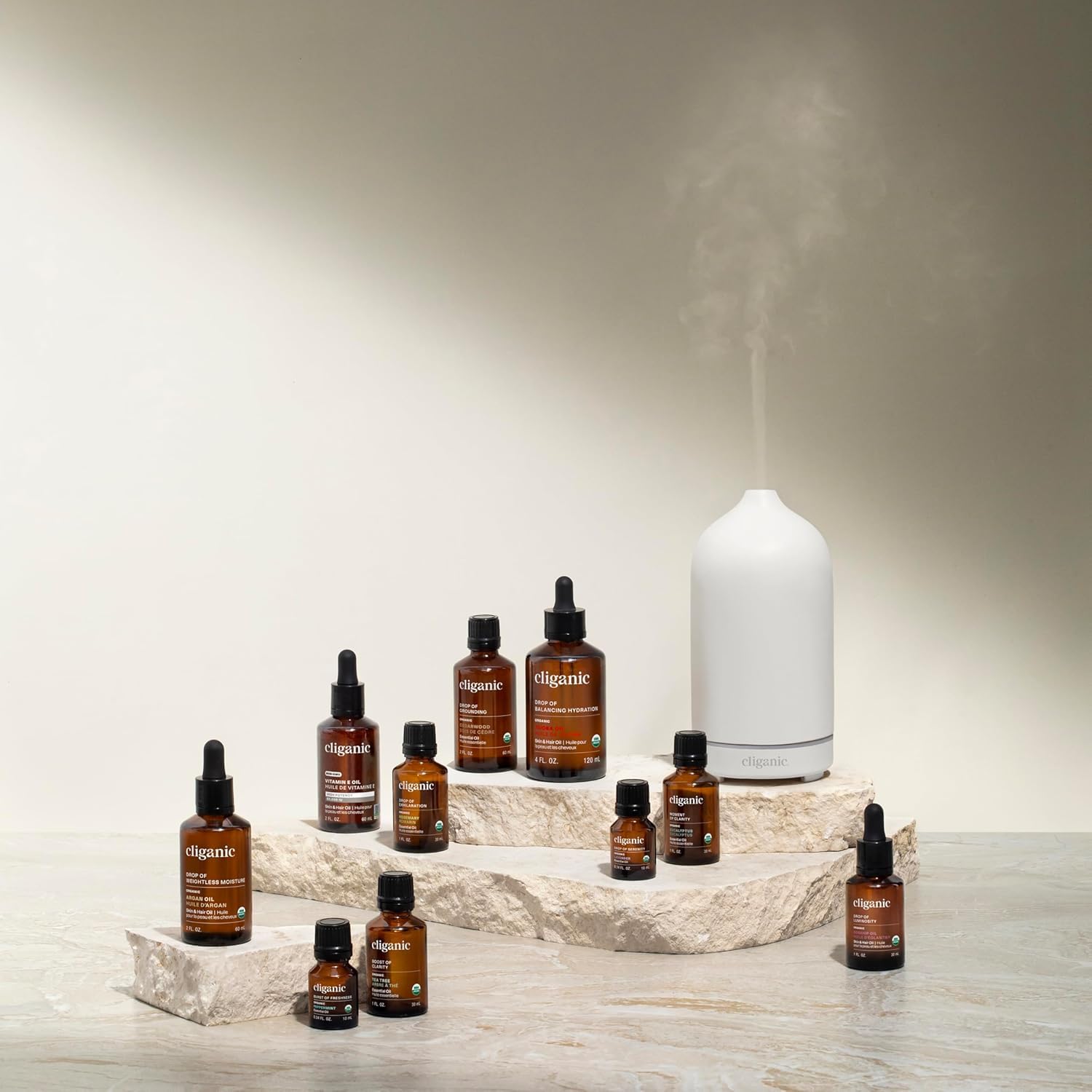Huile de baobab Cliganic — étiquette certifiée bio, produit sans additifs et non testé sur animaux.