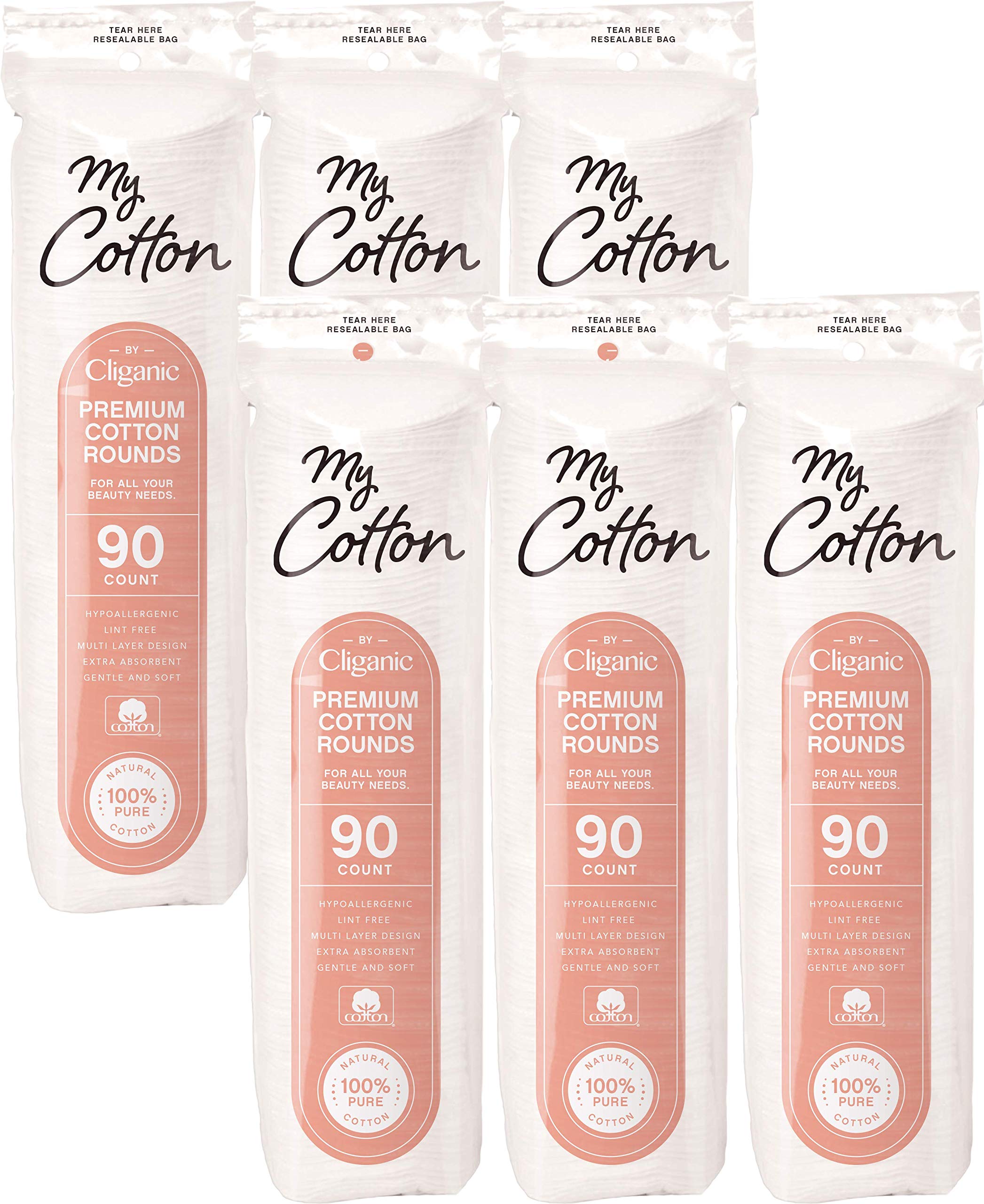 Disques coton visage Cliganic, 540 unités, pour démaquillage en douceur.