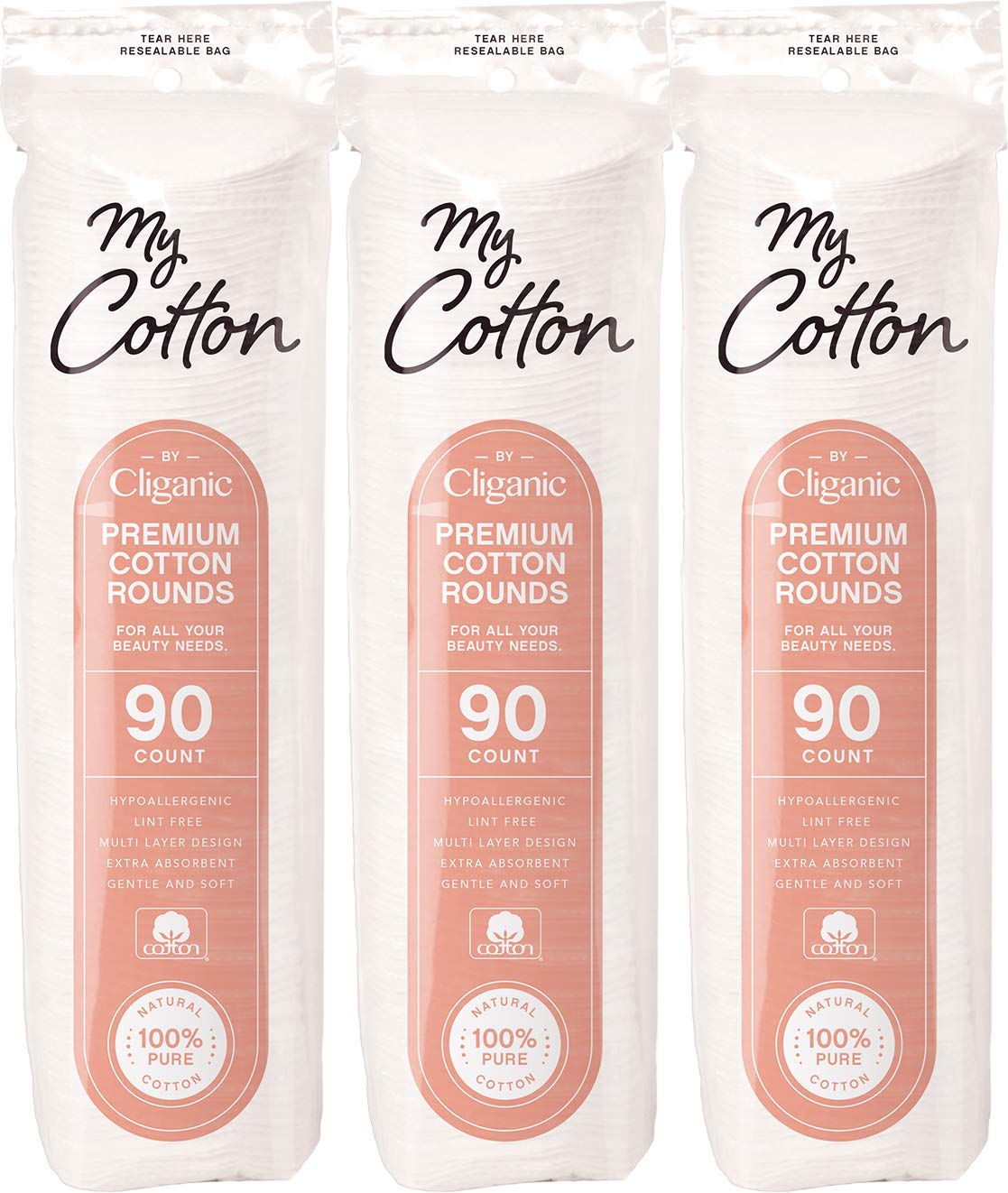 Disques coton visage Cliganic, douceur délicate pour peau sensible et nettoyage quotidien
