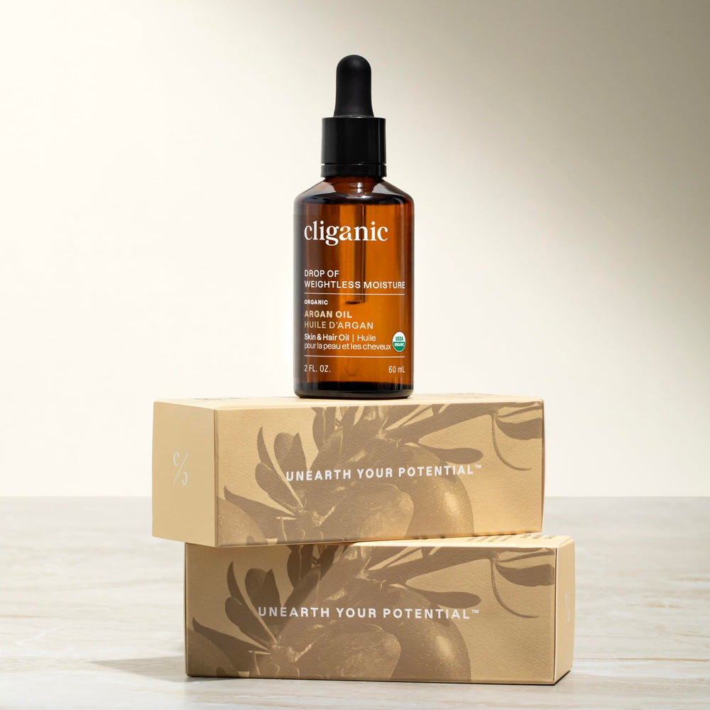 Usage quotidien cheveux et peau avec Cliganic argan bio, soin polyvalent.