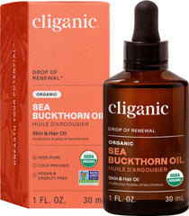 Cliganic huile d'argousier, bouteille-pure, soin visage nourrissant et léger
