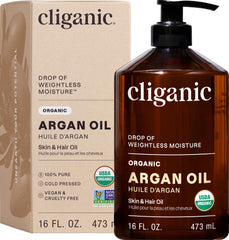 Cliganic huile d’argane biologique flacon pompe, hydratation quotidienne