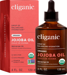 Cliganic huile de jojoba biologique dans une bouteille ambrée, hydratation pure et naturelle.