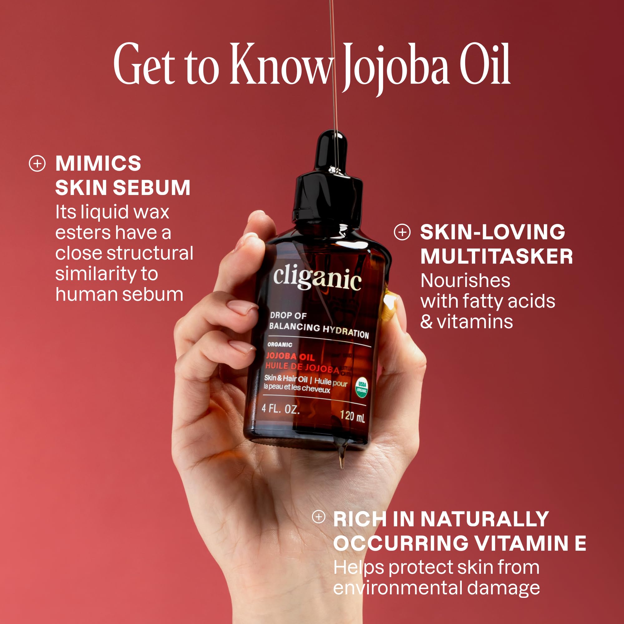 Cliganic Huile Jojoba — Soin barbe pour peau et poils en douceur.