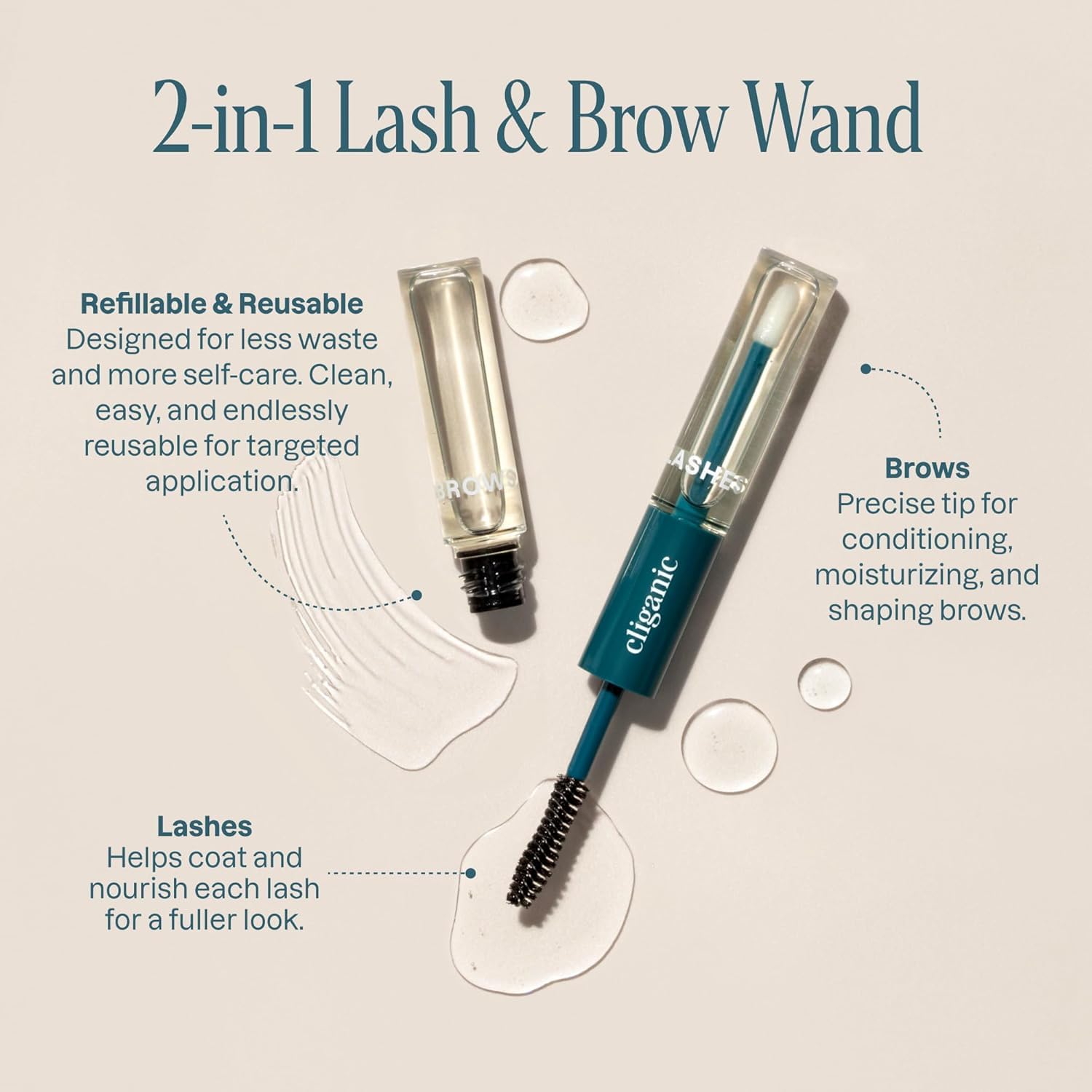 Cliganic huile ricin bio – applicateur mascara kit cils, facilité d'application et entretien.