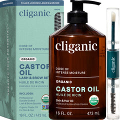 Cliganic huile de ricin bio en bouteille, pure et prête à l'emploi pour votre routine.