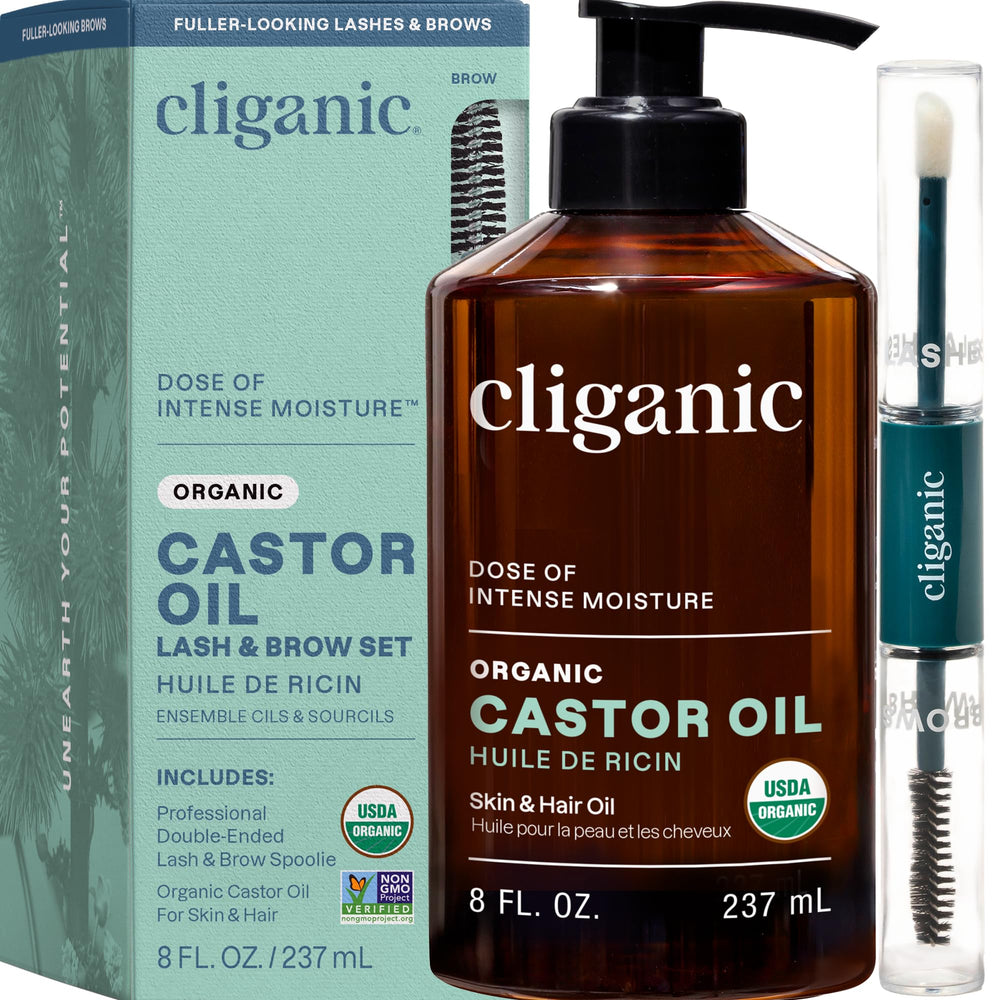 Cliganic huile de ricin biologique en bouteille 8oz prête pour les soins quotidiens