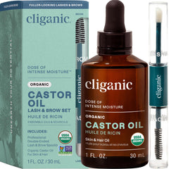 Cliganic huile ricin bio – bouteille 1oz avec kit cils, soin naturel des cils.