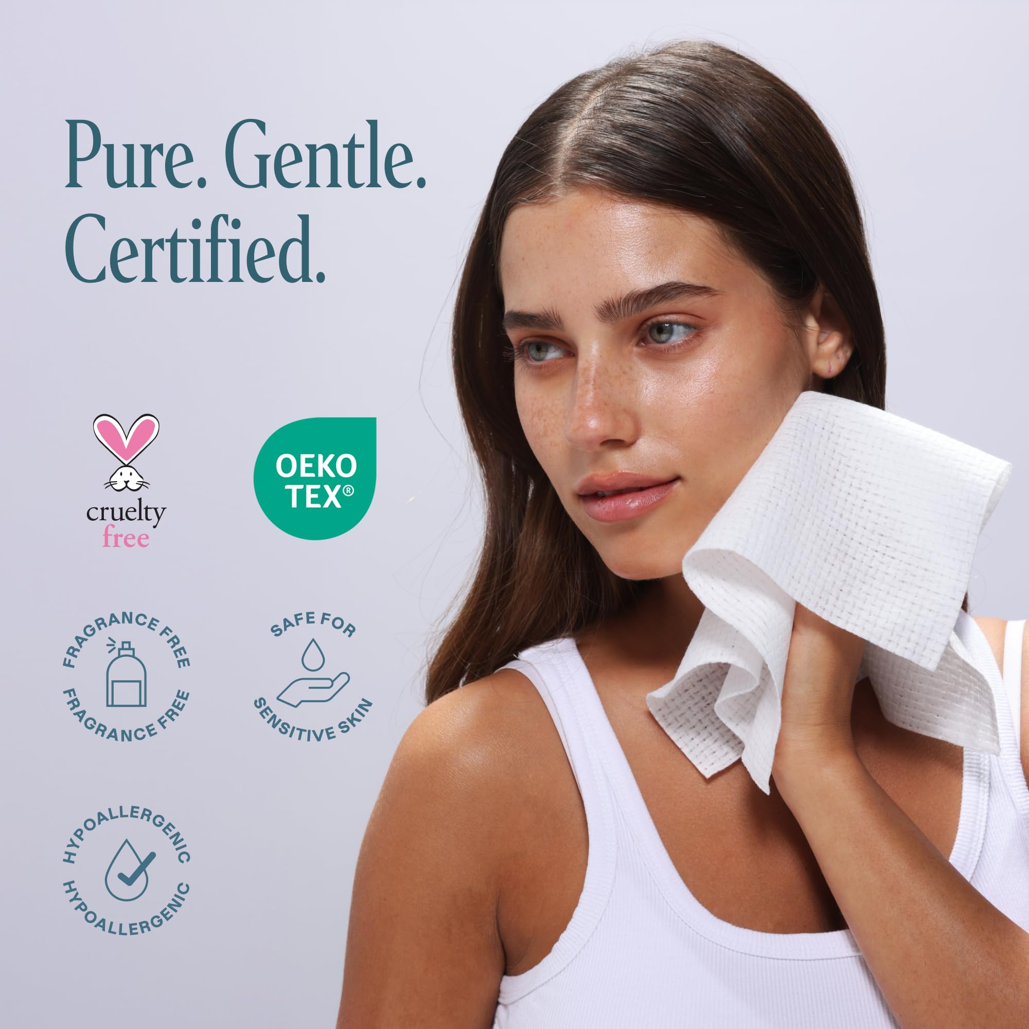 Lingettes Cliganic visage XL, emballage FSC et imprimé à base de soja pour une option durable.