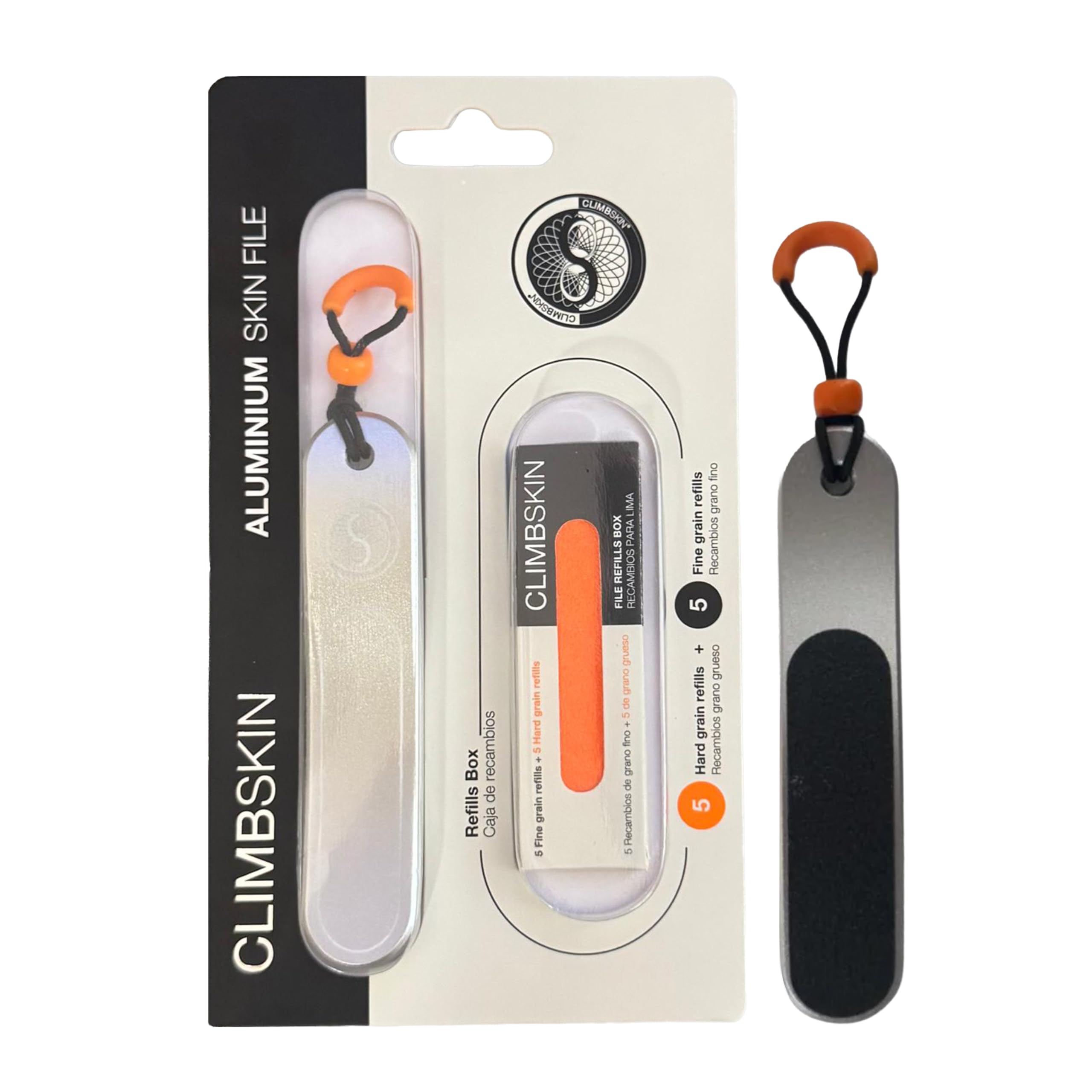 Climbskin Aluminium Skinfile dans la main pour une prise précise et contrôlée.